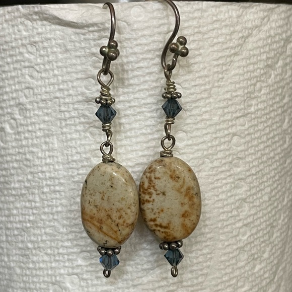 One of a kind handmade Jasper and quartz  earrings. - Picture 1 of 4